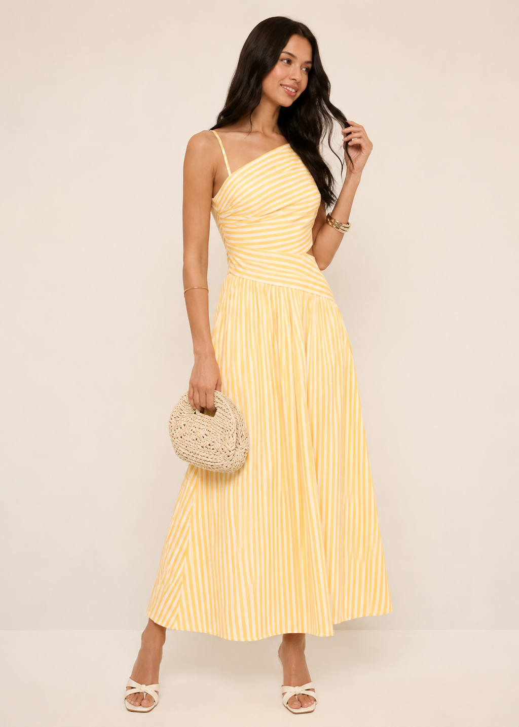 Ghiz | Gestreepte maxi jurk met cut out