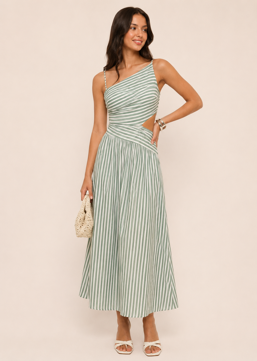 Ghiz | Gestreepte maxi jurk met cut out