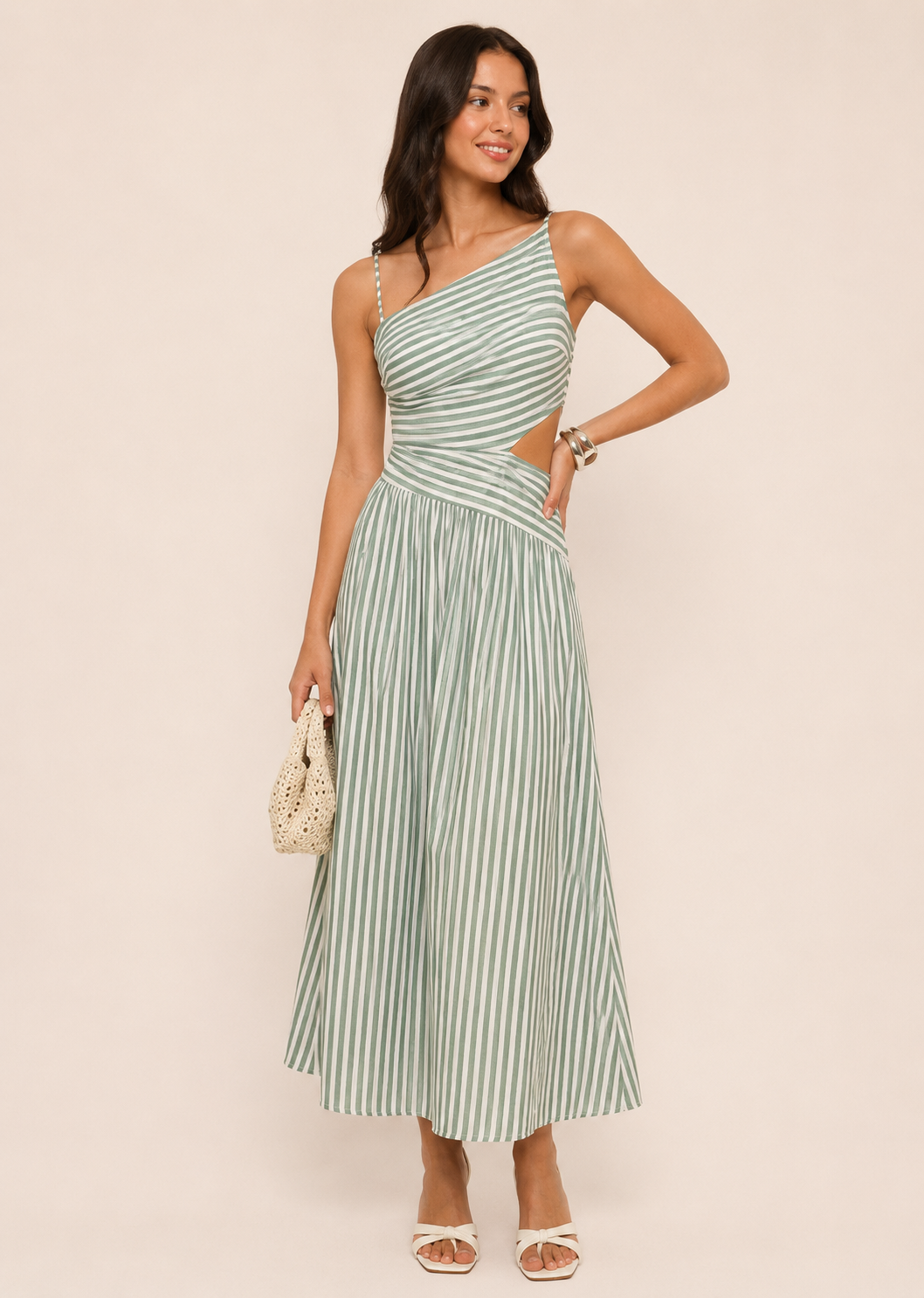 Ghiz | Gestreepte maxi jurk met cut out