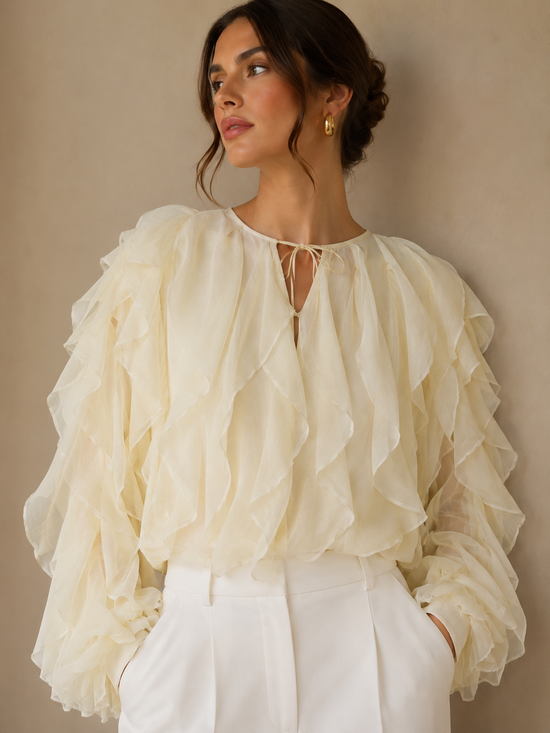 Ezzy | Chiffon mesh blouse gelaagd