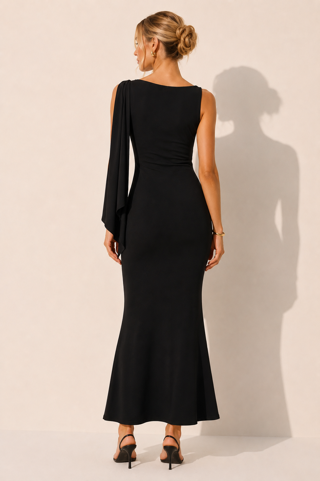 Elara | Maxi Jurk One Shoulder met Sjaaldetail