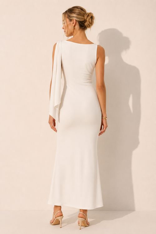Elara | Maxi Jurk One Shoulder met Sjaaldetail