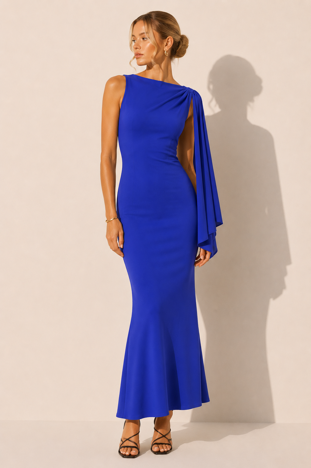Elara | Maxi Jurk One Shoulder met Sjaaldetail