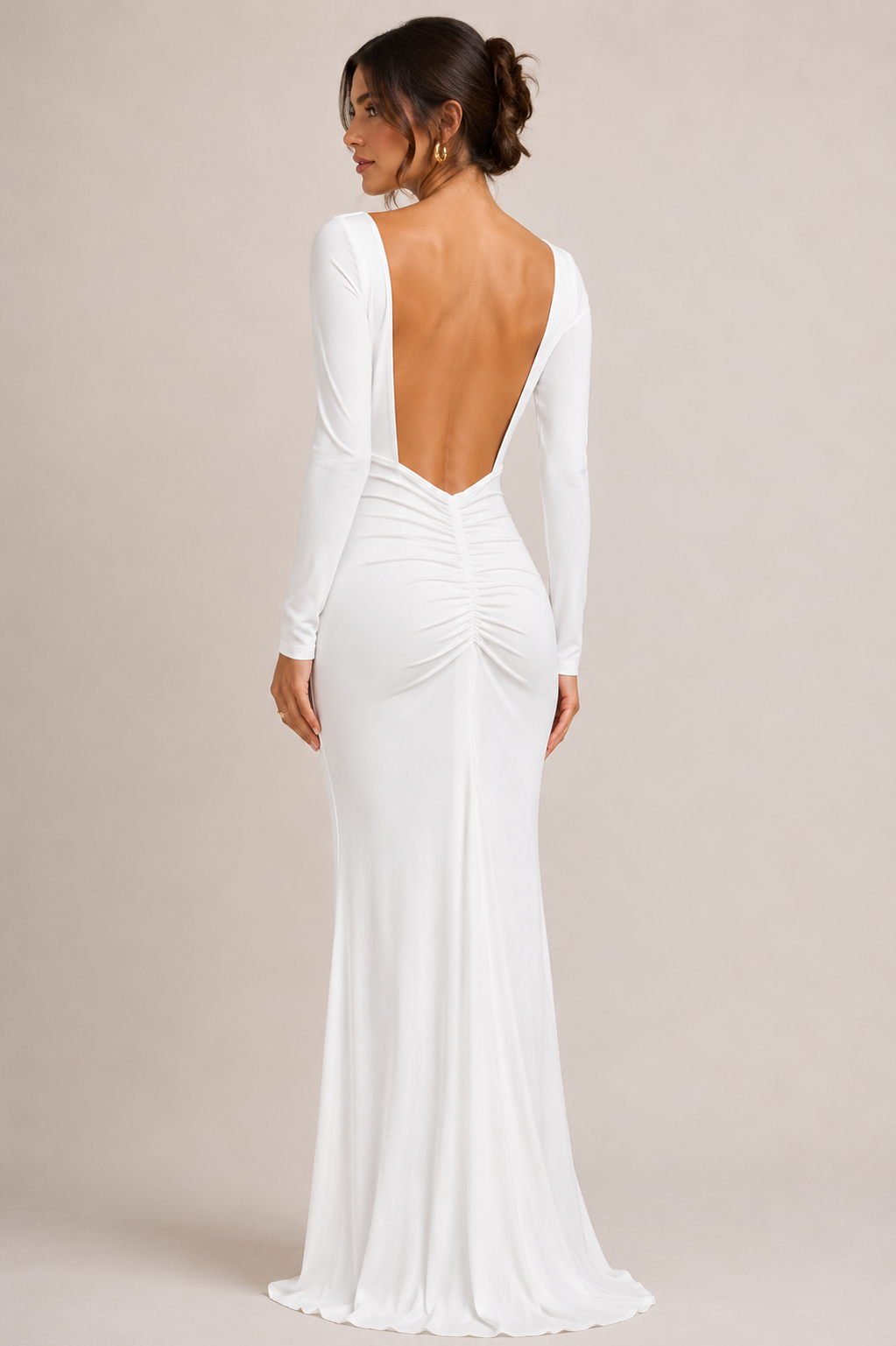 Valentina | Maxi Jurk met Gedrapeerd Detail en Open Rug