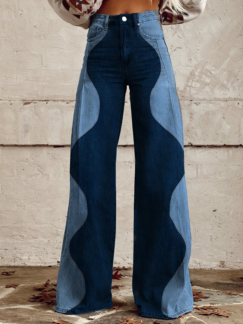 Maci | Dames Jeans met Wijde Pijpen Panelen