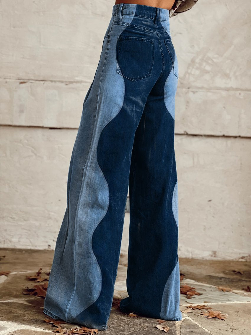 Maci | Dames Jeans met Wijde Pijpen Panelen