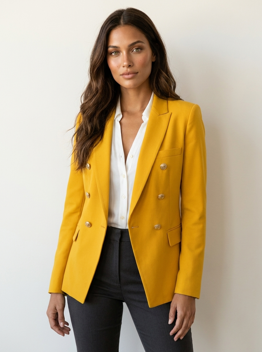 Marcelline | Getailleerde Blazer met Goudkleurige Knopen