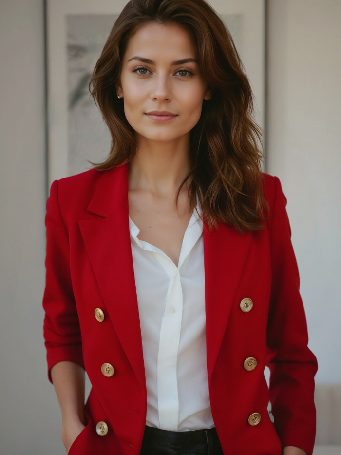 Marcelline | Getailleerde Blazer met Goudkleurige Knopen
