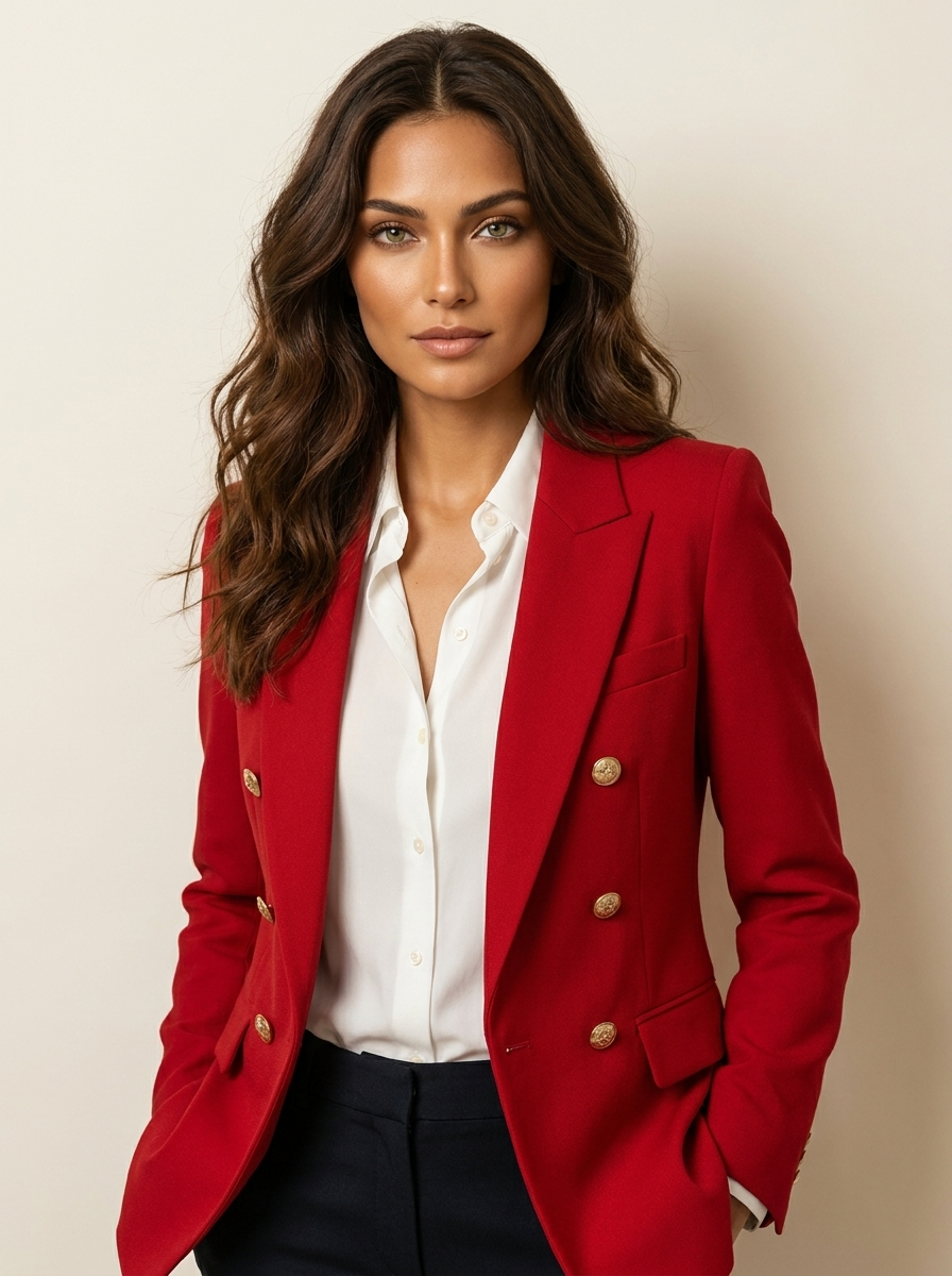 Marcelline | Getailleerde Blazer met Goudkleurige Knopen