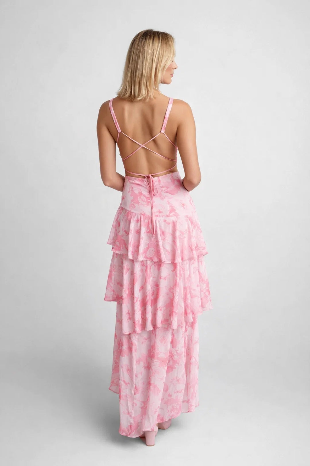 Camellia | Maxi-Jurk met Volants en Bloemenprint