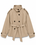 Dames trenchcoat met ceintuur en hoge kraag