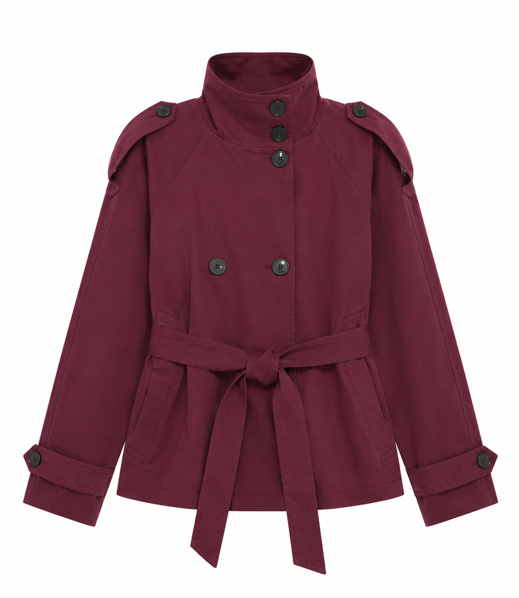 Bo | Dames trenchcoat met ceintuur en hoge kraag