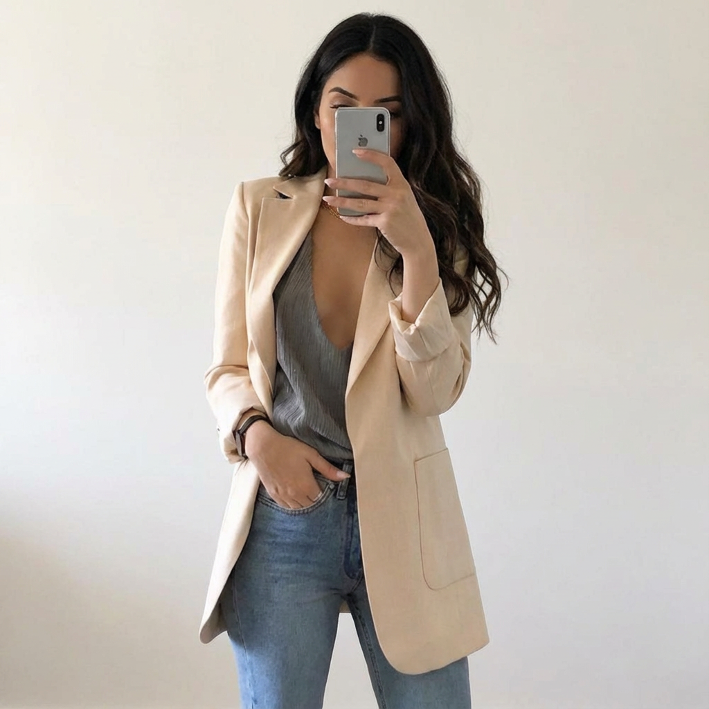 Ingrid | Gestructureerde Blazer met Klassieke Revers