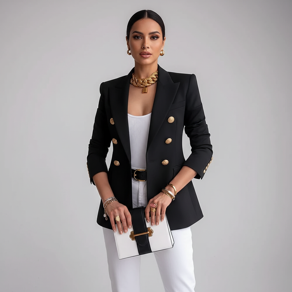 Adrienne | Dubbelrijige Blazer met Getailleerde Pasvorm