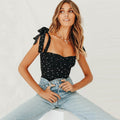 Eléonore | Off-shoulder top met stippen en strikbandjes