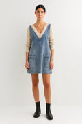 Robine | Mouwloze Denim Mini-Jurk met V-Hals