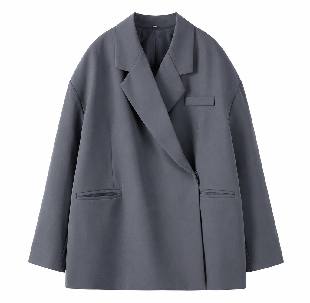 Elegante blazer met zijknoop voor dames Grijs