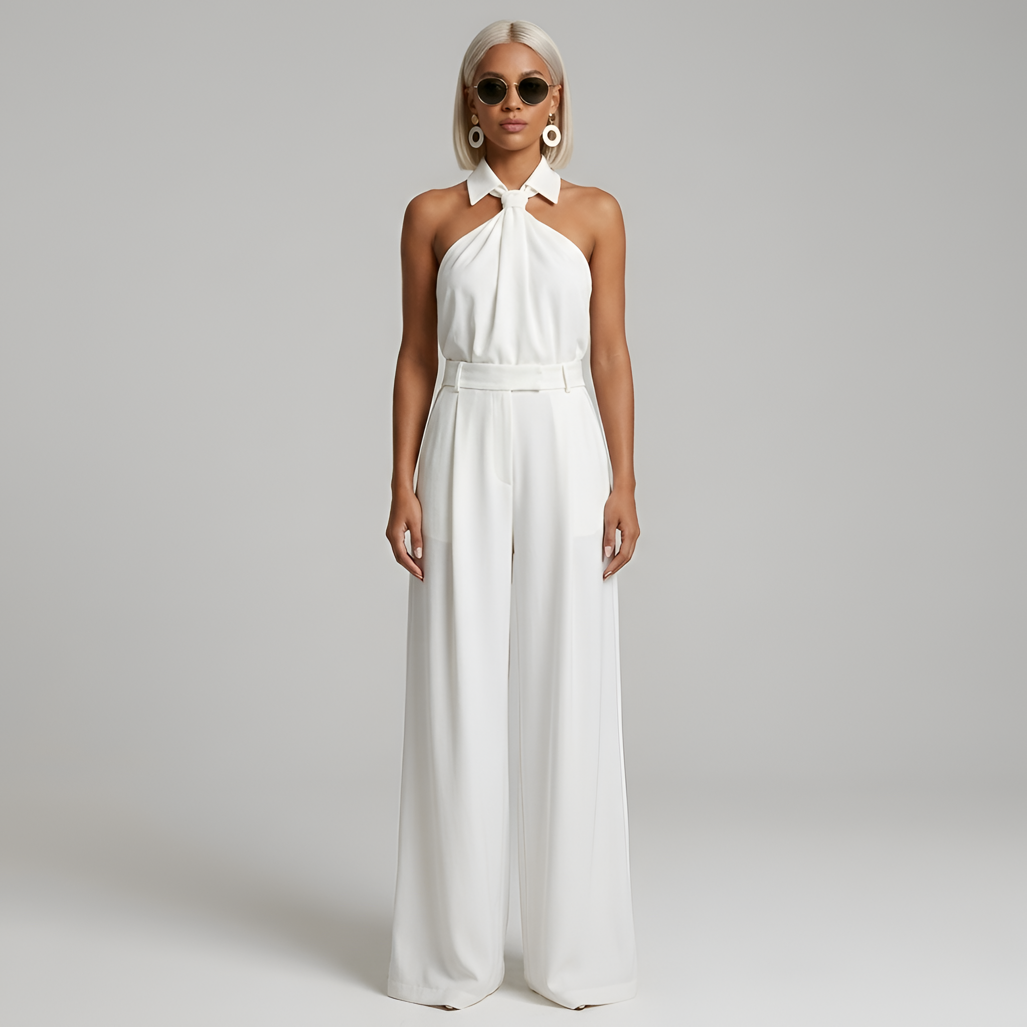 Amélie | Elegante halter jumpsuit met wijde pijpen