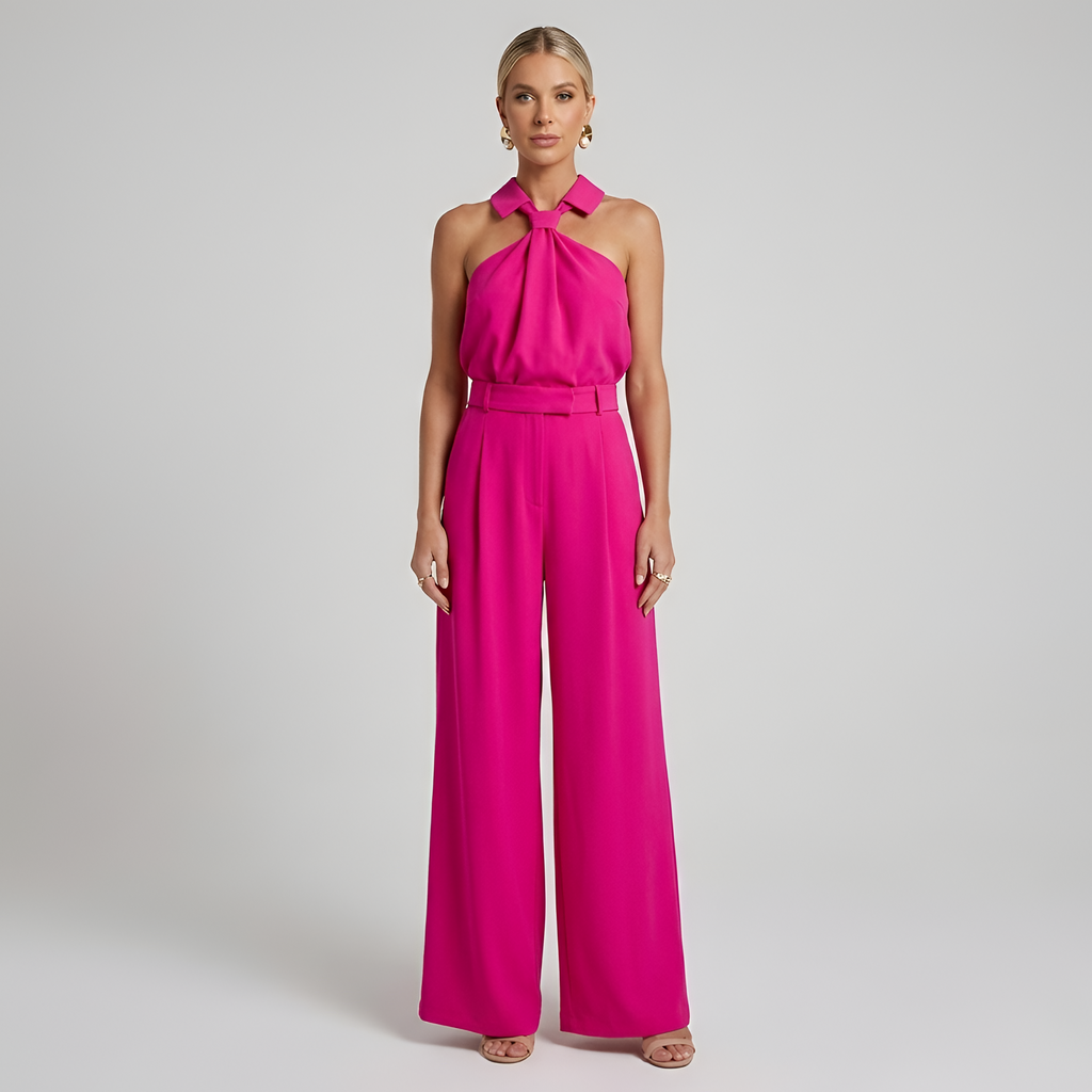 Amélie | Elegante halter jumpsuit met wijde pijpen