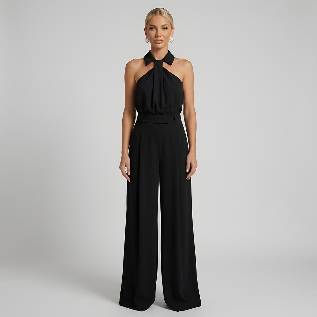 Amélie | Elegante halter jumpsuit met wijde pijpen
