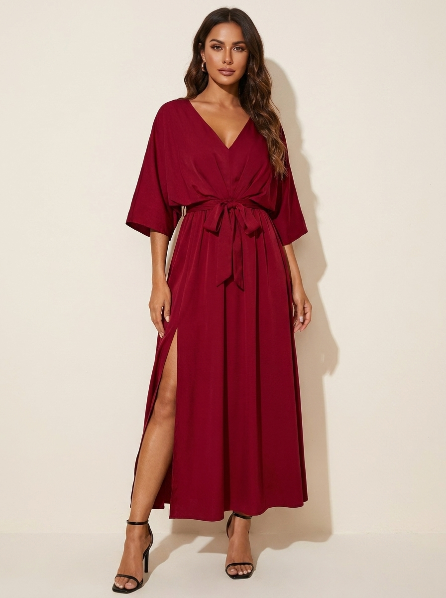 Isabella | Maxi jurk met strikceintuur