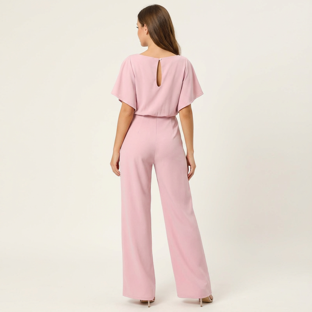 Élodie | Jumpsuit met strikceintuur en wijde pijpen