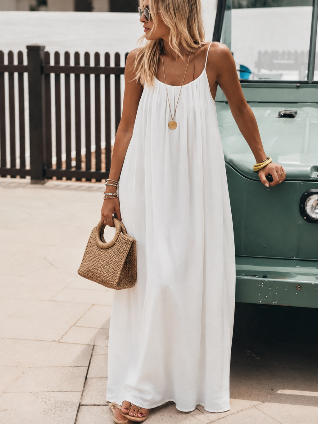 Estelle witte luchtige zomer maxi jurk voor dames met elegante en comfortabele pasvorm
