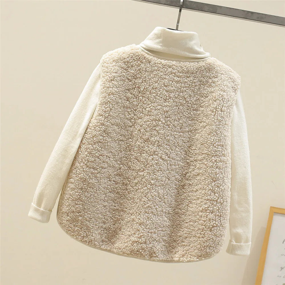 Nynke | Sherpa Fleece Gilet met Knopen en Zakken