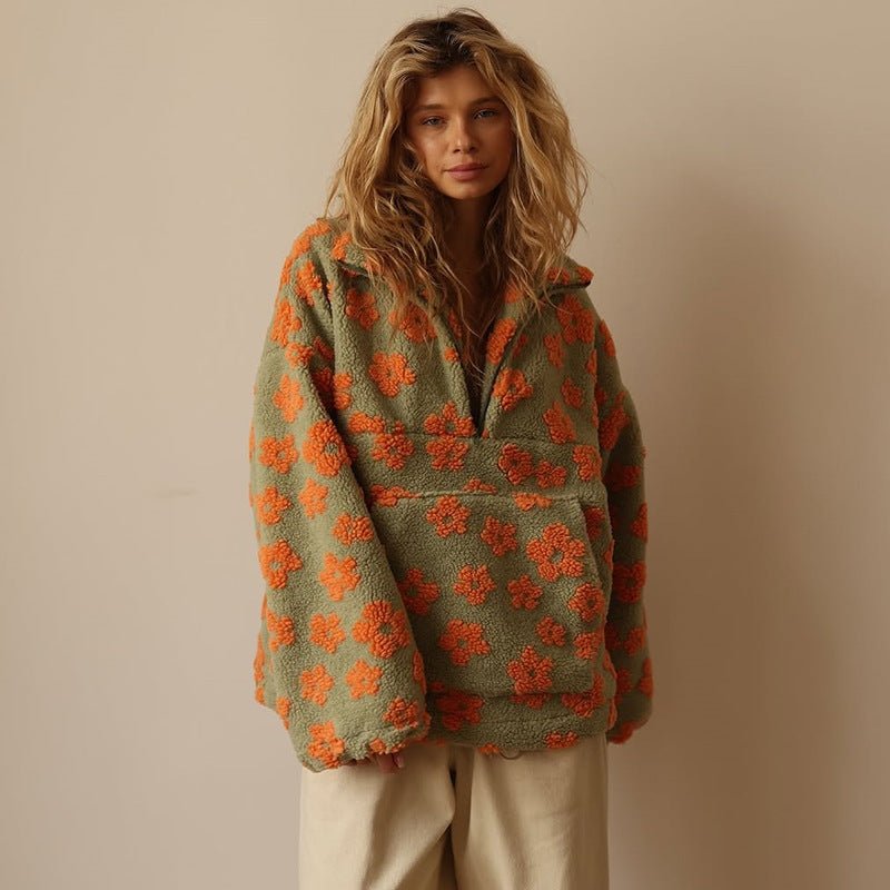 Fleur | Teddy Fleece Jas met Bloemenprint
