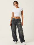 Marisol | Wide Leg Jeans met Borduurdetails