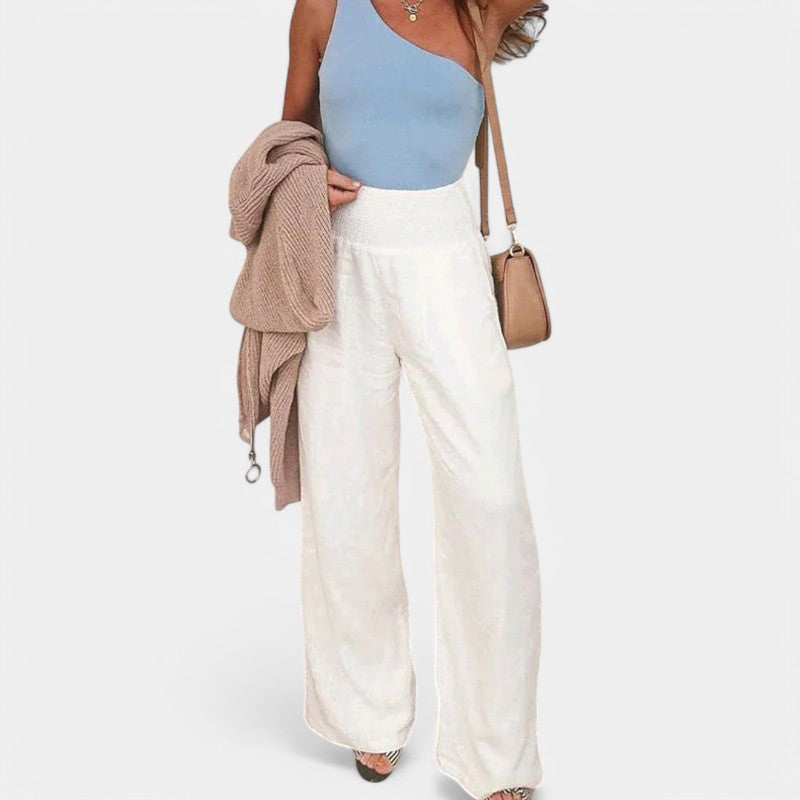 Carola | Luchtige Linnen Broek met Elastische Taille