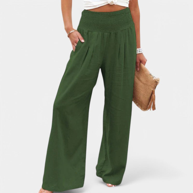 Carola | Luchtige Linnen Broek met Elastische Taille