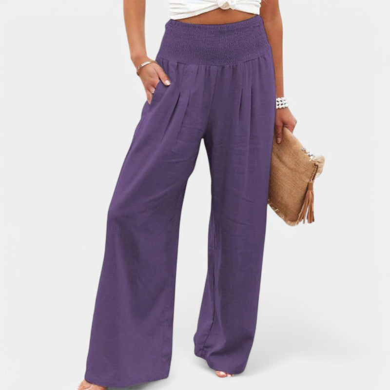 Carola | Luchtige Linnen Broek met Elastische Taille