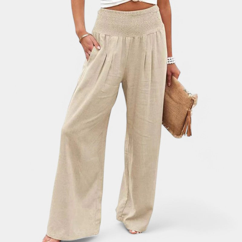 Carola | Luchtige Linnen Broek met Elastische Taille