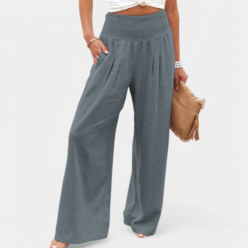 Carola | Luchtige Linnen Broek met Elastische Taille