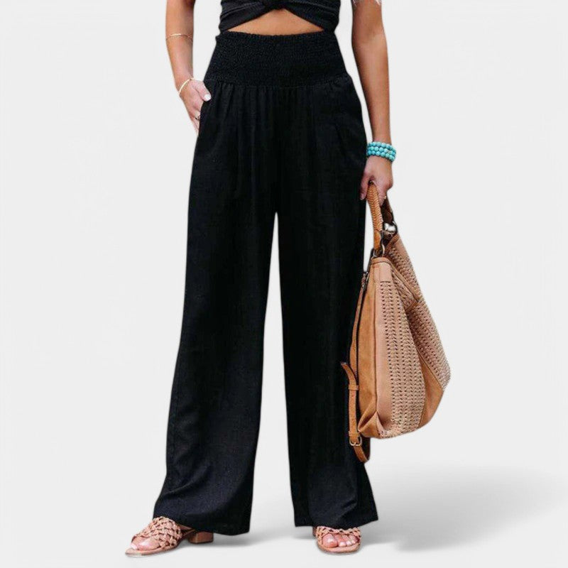 Carola | Luchtige Linnen Broek met Elastische Taille