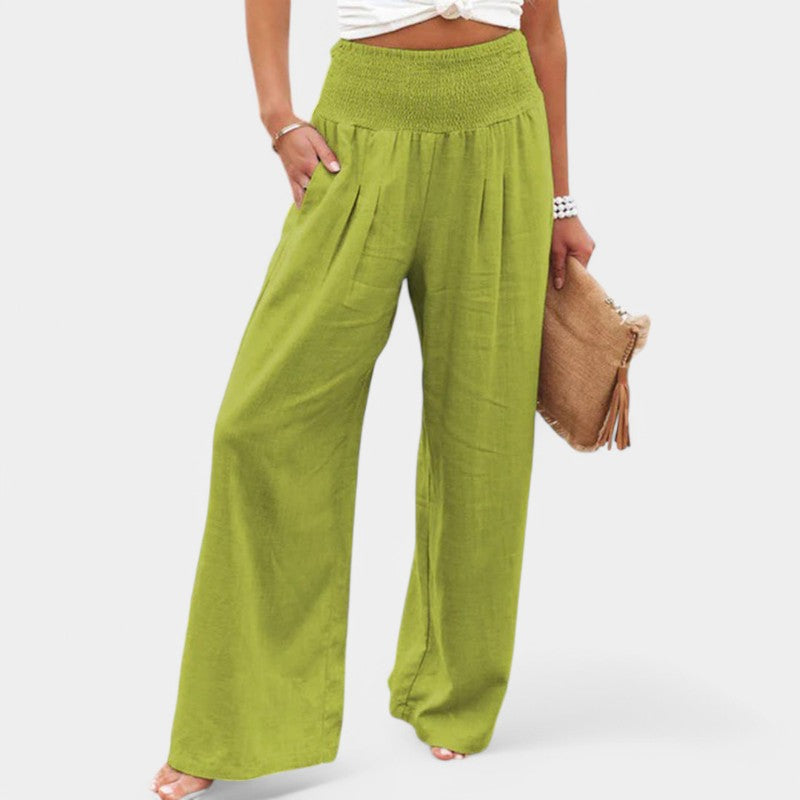 Carola | Luchtige Linnen Broek met Elastische Taille