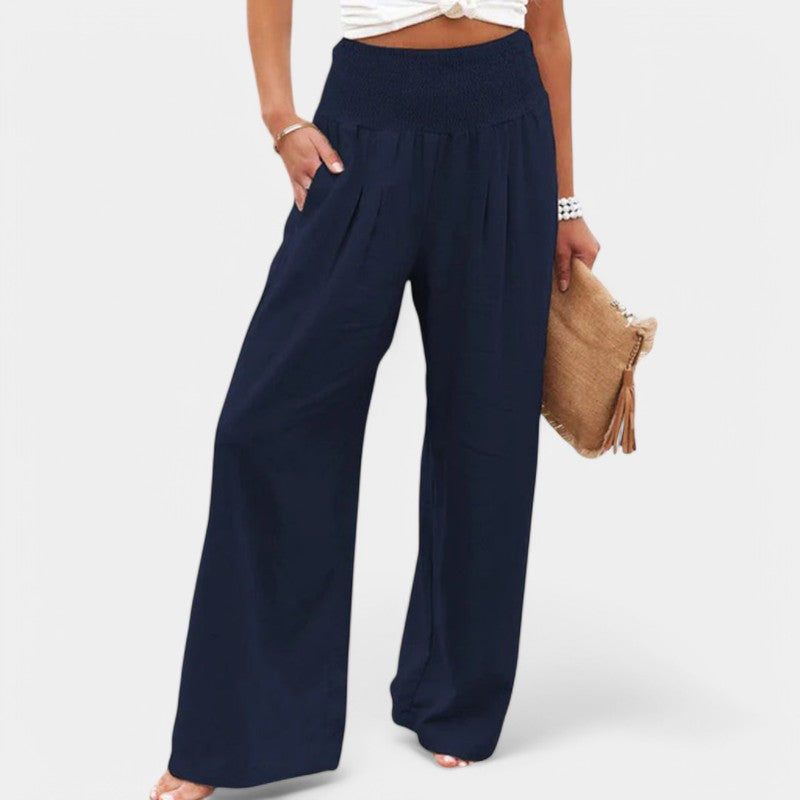 Carola | Luchtige Linnen Broek met Elastische Taille