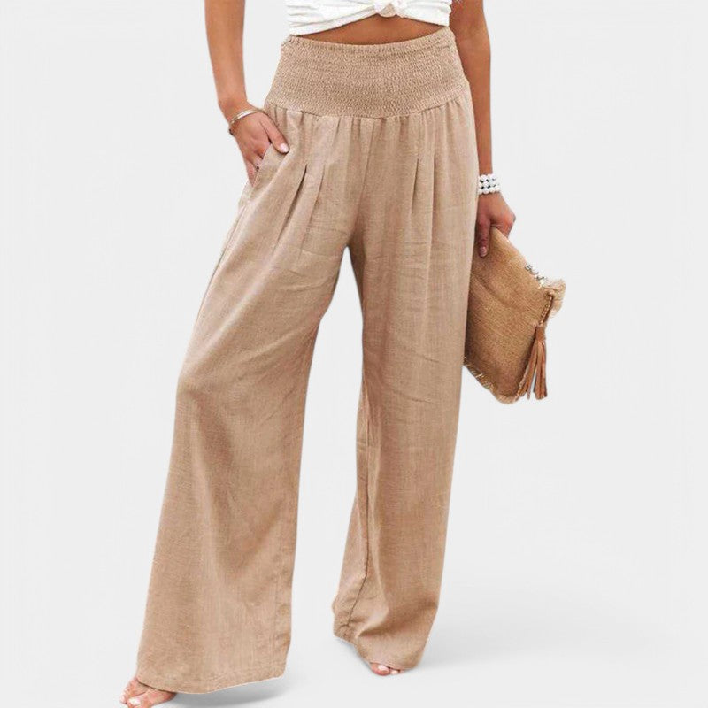 Carola | Luchtige Linnen Broek met Elastische Taille