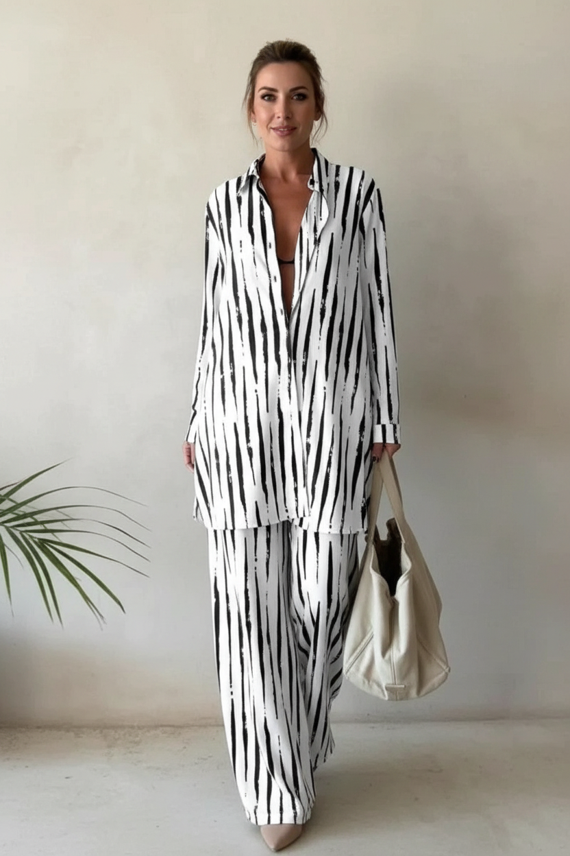 Maribel | Grafische blouse en broek combinatie