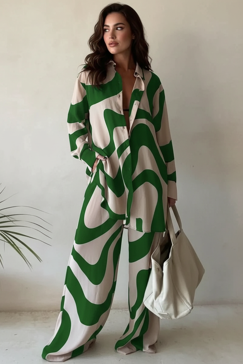 Maribel | Grafische blouse en broek combinatie