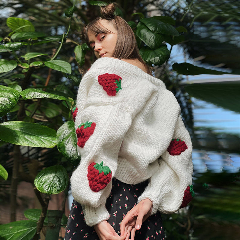 Berry | Speelse Strawberry Print Cardigan