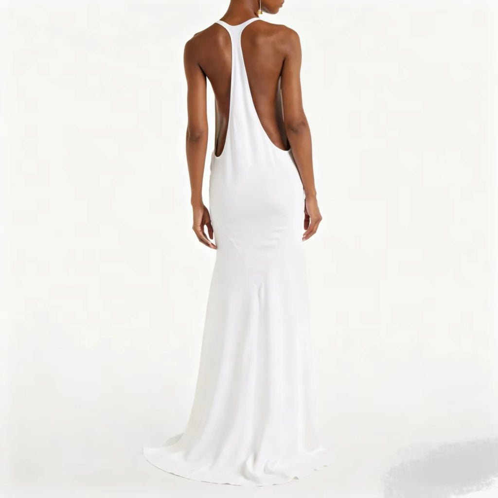 Emelie | Chique Witte Rugloze Halter Zomerjurk
