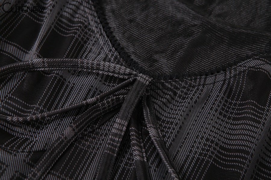 Mila | Geruite mini jurk met mesh mouwen