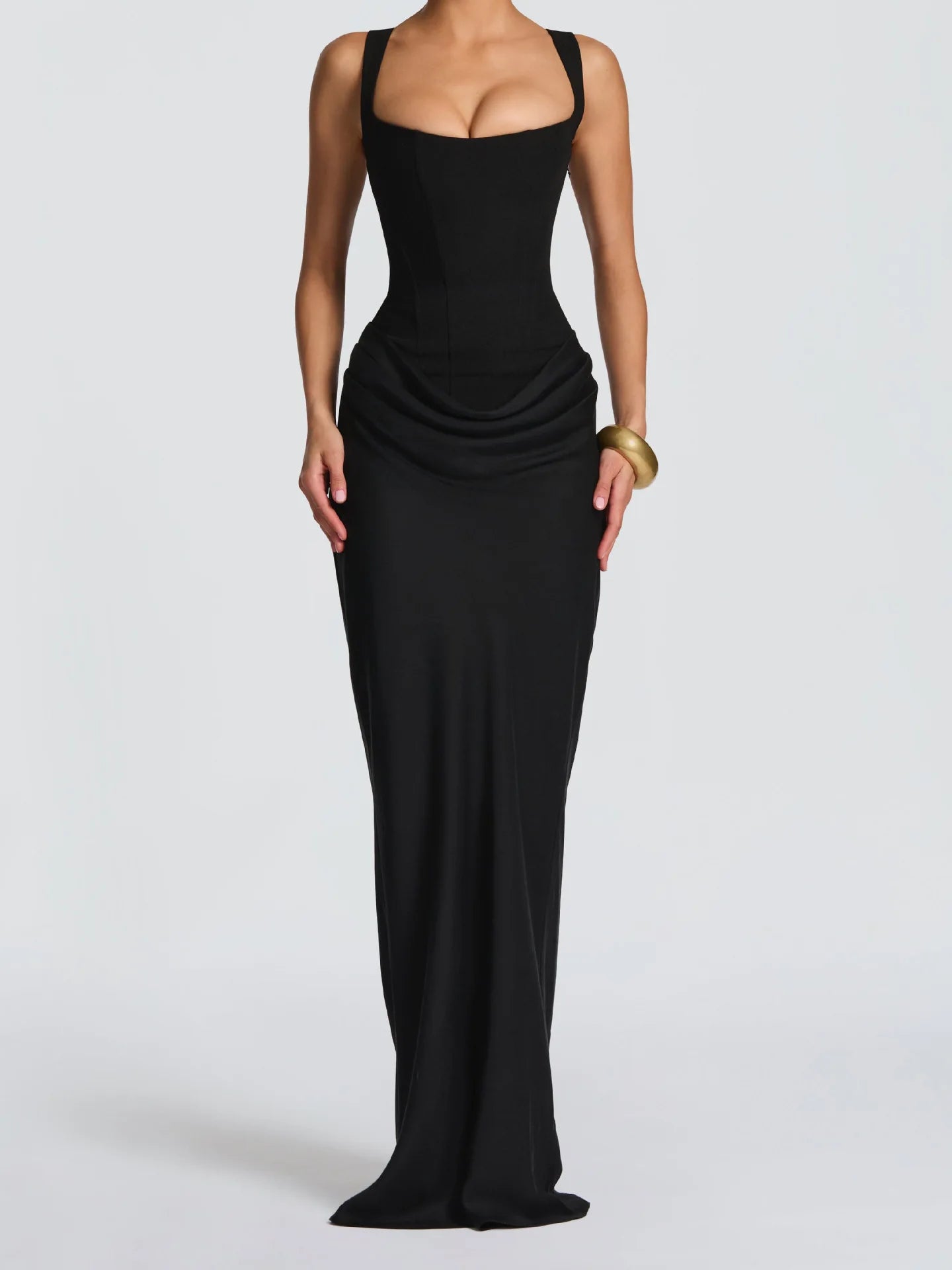 Nadia | Satijnen geplooide camisole jurk met strikdetail