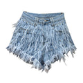 Elin | Denim short met franjes