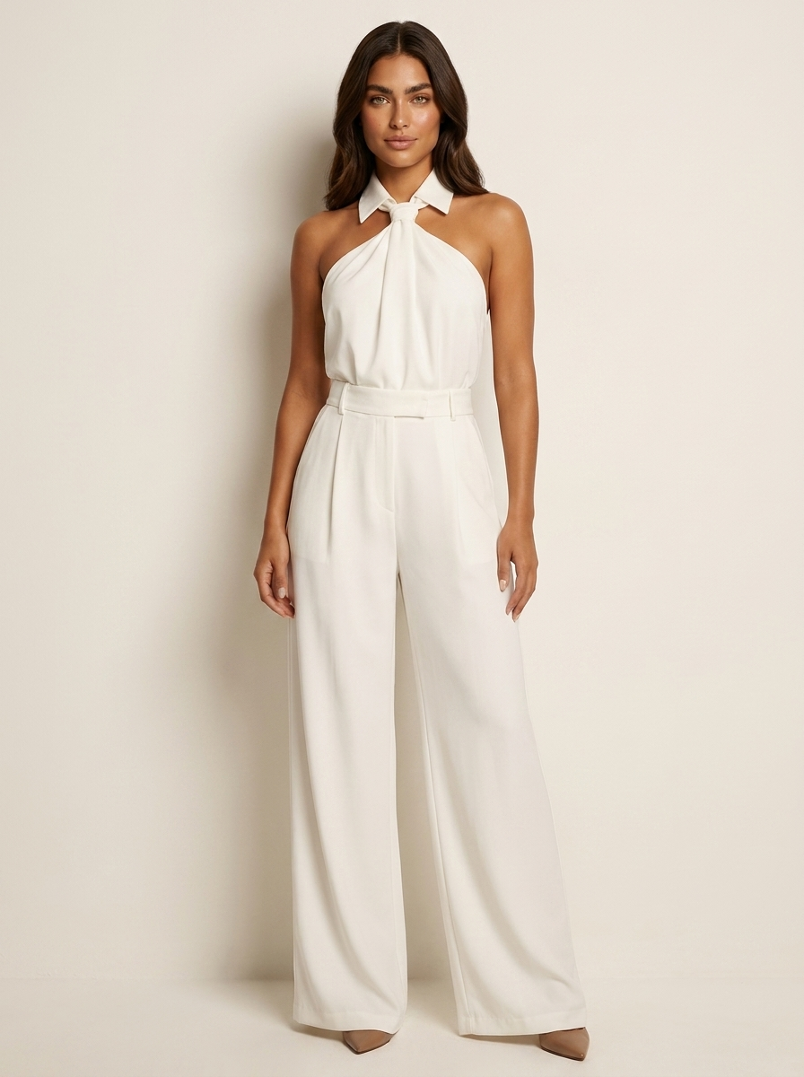 Amélie | Elegante halter jumpsuit met wijde pijpen