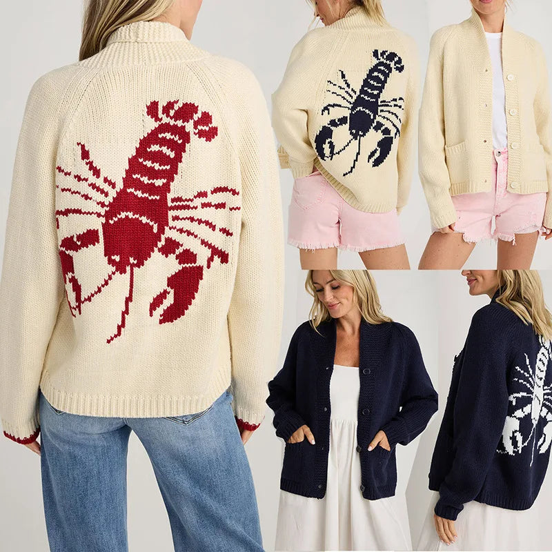 Fenna | Gebreide Cardigan met Kreeftmotief