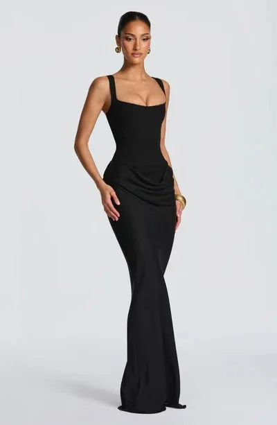 Nadia | Satijnen geplooide camisole jurk met strikdetail