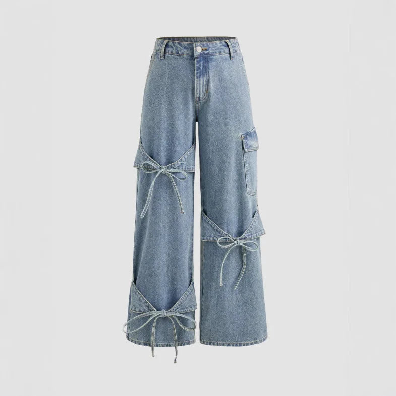 Doortje | Wide leg jeans met strikdetails